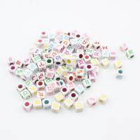 Acryl Schmuck Perlen, 12 Zeichen des Sternzeichens, Pinselführung, DIY, gemischte Farben, 7x7mm, Bohrung:ca. 3.5mm, 200PCs/Tasche, verkauft von Tasche