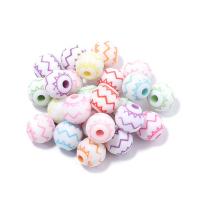Acryl Schmuck Perlen, Pinselführung, DIY, gemischte Farben, 8.50x9mm, Bohrung:ca. 2mm, 200PCs/Tasche, verkauft von Tasche