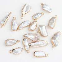 Ciondoli perle d'acqua dolci, perla d'acquadolce coltivata naturalmente, with ottone, placcato color oro, DIY, bianco,  7*13mm-8*22mm, Venduto da PC