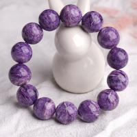 Charoite Bracelet, Round, Unisex & different size for choice, purple, Sold Per 18 Strand