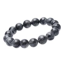 Черный рутиловый кварц браслет, Круглая, Мужская & разный размер для выбора, черный, Продан через 18 см Strand