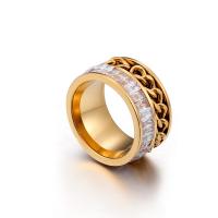 Titantium Steel finger ring, Titan Stål, med Cubic Zirconia, Donut, plated, olika storlek för val & för kvinna & fasetterad, fler färger för val, 11mm, Säljs av PC