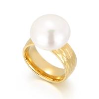 Stainless Steel Finger Ring, with Shell Pearl, Donut, plated, different size for choice & for woman, more colors for choice, 8mm,16mm, Sold By PC