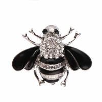 Tibetan Style Brooches, Bee, plated, Unisex & faceted & with rhinestone, more colors for choice, nickel, lead & cadmium free, 24x31mm, Sold By PC
