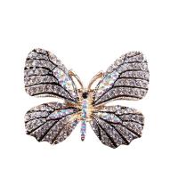 Rhinestone Broche, Zinc Alloy, Butterfly, Plating champagne guld, for kvinde & facetteret & med rhinestone, nikkel, bly & cadmium fri, 36x46mm, Solgt af PC
