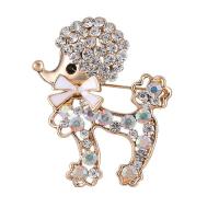 Rhinestone Brooch Zinc Alloy Dog gold color plated for woman & faceted & with rhinestone nickel lead & cadmium free Sold By PC