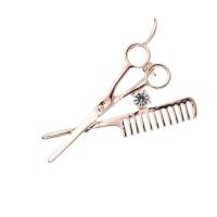 Zinc Alloy Brooches Scissors gold color plated Unisex & faceted & with rhinestone nickel lead & cadmium free Sold By PC