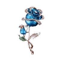Zinc Alloy Brooches Rose gold color plated for woman & faceted & with rhinestone nickel lead & cadmium free Sold By PC