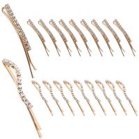 Hair Slide Zinc Alloy plated with rhinestone nickel lead & cadmium free Sold By Set