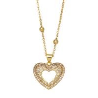 Cubic Zircon Micro Pave Brass Necklace, with 1.97 extender chain, gold color plated, different styles for choice & micro pave cubic zirconia, golden, nickel, lead & cadmium free, 23x20mm, Length:17.72 Inch, Sold By PC