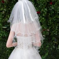 Марля Свадебная фата, Связанный вручную, Устойчивого & ювелирные изделия моды & с ленту бантом украшения, 800mm, продается PC