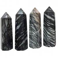 Black Silk Stone punkt Dekoration, poleret, sort, 60-100mm, Solgt af Bag