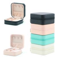 Multifunctional Jewelry Box PU Leather Square portable & dustproof Sold By PC