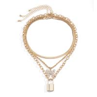 Multi Layer Necklace Zinc Alloy with 3.90 inch extender chain plated for woman & with rhinestone & multi-strand 30cm 35cm 41cm Sold By PC