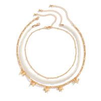 Mode-Multi-Layer-Halskette, Zinklegierung, mit Kunststoff Perlen, mit Verlängerungskettchen von 2.7 inch, 3 Stück & für Frau, keine, 35cm,40cm, verkauft von setzen