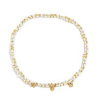 Seedbead cadena de cintura, con Perlas plásticas & aleación de zinc, chapado en color dorado, para mujer, longitud:aproximado 14.9 Inch, Vendido por UD