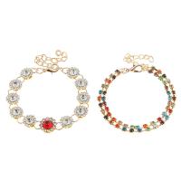 Rhinestone Bracelet, Tibetan Style, with 1.96 inch extender chain, gold color plated, different styles for choice & for woman & with rhinestone, Length:Approx 5.9 Inch, Sold By PC
