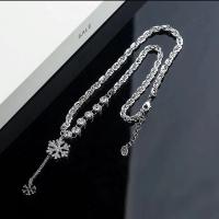 Titanium Steel Necklace, for woman & with rhinestone, original color, Length:Approx 19.29 Inch, 10PCs/Lot, Sold By Lot