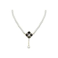 Plastic Pearl Necklace with Zinc Alloy gold color plated for woman Length Approx 12.59 Inch Sold By Lot