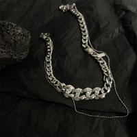 Stainless Steel Jewelry Necklace with Zinc Alloy for woman & with rhinestone original color Length Approx 19.68 Inch Sold By Lot