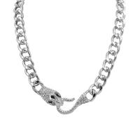 Collar de Acero Titanio, Partículas de acero, Serpiente, para mujer & con diamantes de imitación, color original, longitud:aproximado 15.35 Inch, 10PCs/Grupo, Vendido por Grupo