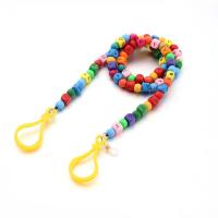 Wood Mask Chain Holder, with Acrylic, for children, multi-colored, 8x8mm, Length:Approx 24.02 Inch, Sold By PC