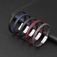 Cowhide Bracelet, with Titanium Steel, polished, different length for choice & Unisex, more colors for choice, Sold By PC
