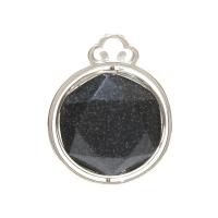 Gemstone Pendants Jewelry Brass with Shungite mixed colors 25mm Sold By PC