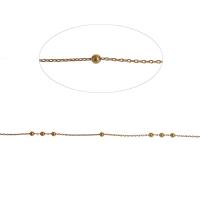 Mosiężny łańcuszek kulkowy, Mosiądz, prostokąt łańcucha, złoty, 2mm, długość 1 m, sprzedane przez m