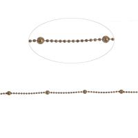 Mosiężny łańcuszek kulkowy, Mosiądz, łańcuszkiem, złoty, 7x2mm, długość 1 m, sprzedane przez m