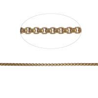 Brass Soldered Chain, rectangle chain, golden, 1x1mm, Length:1 m, Sold By m