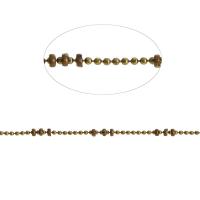 Messing Ball Chain, kuglekæde, gylden, 2x2mm, Længde 1 m, Solgt af m