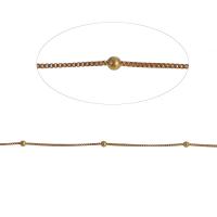 Mosiężny łańcuszek kulkowy, Mosiądz, łańcuszkiem, złoty, 3x3mm, długość 1 m, sprzedane przez m