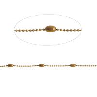 Cadena Bola de Metal, cadena de la bola, dorado, 3x3x3mm, longitud:1 m, Vendido por m