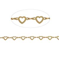 Mosaz Dekorativní řetěz, heart chain, zlatý, 6x11mm, Délka 1 m, Prodáno By m