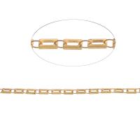 Mässing Dekorativa Chain, rektangel kedja, gyllene, 7x5x1mm, Längd 1 m, Säljs av m