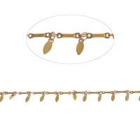 Brass Beading Chains, With Pendant, golden, 7x3mm, Length:1 m, Sold By m