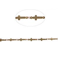 Mässing Dekorativa Chain, bar kedja, gyllene, 14x5x1mm, Längd 1 m, Säljs av m