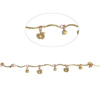 Cadena Decorativa de Metal, Con colgante & con diamantes de imitación, dorado, 8x6mm, longitud 1 m, Vendido por m