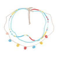 Glas frø perler halskæde, Zinc Alloy, med Seedbead, med 2.79 extender kæde, tre stykker & mode smykker & for kvinde, flerfarvede, Længde 21.85 inch, Solgt af sæt