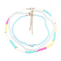 Plastik perle halskæde, Zinc Alloy, med ABS plastik perle & Polymer Clay, med 3.07 extender kæde, tre stykker & mode smykker & for kvinde, flerfarvede, Længde 21.25 inch, Solgt af sæt