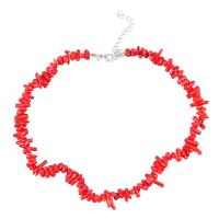 Colar de resina, liga de zinco, with resina, with 2.28 extender chain, joias de moda & para mulher, vermelho, vendido para 16.57 inchaltura Strand