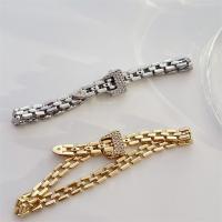 Cubic Zirconia Micro Pave Brass Bracelet plated fashion jewelry & micro pave cubic zirconia nickel lead & cadmium free Length 19 cm Sold By PC