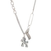 Titan stål halsband, med Mässing, silver pläterad, mode smycken, nickel, bly och kadmium gratis, Längd 44 cm, Säljs av PC