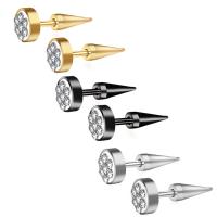 Stainless Steel Stud Earrings 304 Stainless Steel Vacuum Ion Plating fashion jewelry & with rhinestone Sold By PC