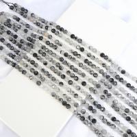 Schwarzer Rutilquarz Perle, rund, poliert, DIY & verschiedene Größen vorhanden & facettierte, gemischte Farben, verkauft per ca. 15 ZollInch Strang