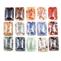Gemstone Pendants Jewelry, Resin, with Gemstone Chips, Rectangle, Unisex, more colors for choice, 30x45mm, Sold By PC