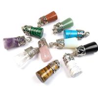 Gemstone Pendants Jewelry Natural Stone with Zinc Alloy Column platinum color plated & Unisex nickel lead & cadmium free Sold By PC