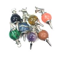 Gemstone Pendants Jewelry, Natural Stone, with Tibetan Style, Round, platinum color plated, different materials for choice & Unisex, more colors for choice, 18mm, Sold By PC