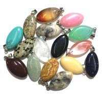 Gemstone Pendants Jewelry, Natural Stone, Oval, different materials for choice & Unisex, more colors for choice, 14x24mm, Sold By PC